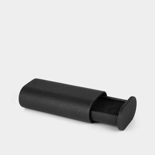 Black leather watch roll, side view