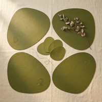 Pebble Leather Placemat Set - Olive Green