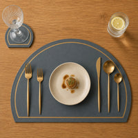 Arch Leather Placemat Set - Slate Grey