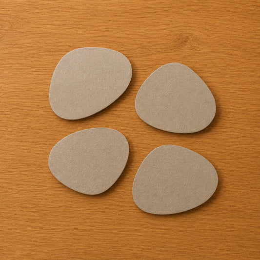 Pebble Leather Coaster Set - Sand Taupe