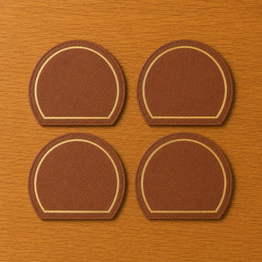 Arch Leather Coaster Set - Cognac Tan