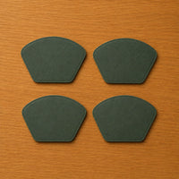 Fan Leather Coaster Set - Forest Green
