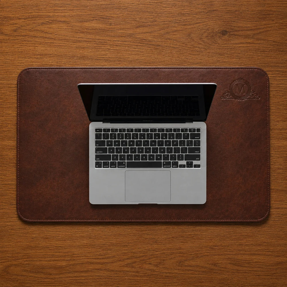 Leather Desk Mat - Dark Burgundy