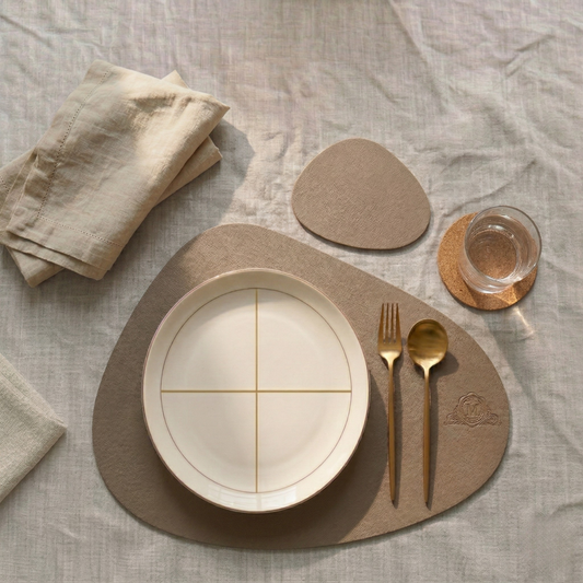 Pebble Leather Placemat Set - Sand Taupe