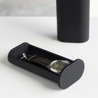 Black Leather Watch Roll