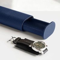Navy Blue Leather Watch Roll